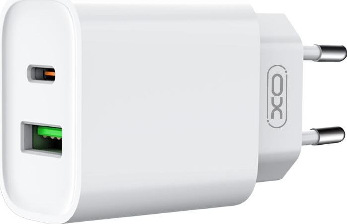 Ładowarka Xo Ładowarka Sieciowa Ce02A Pd 20W Qc 3.0 18W 1X Usb 1X Usb-C Biała + Kabel Usb-C Usb-C