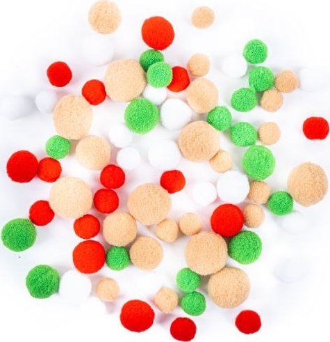 DP Craft Pompony pluszowe DPCRAFT mix jolly christmas, 80 szt.