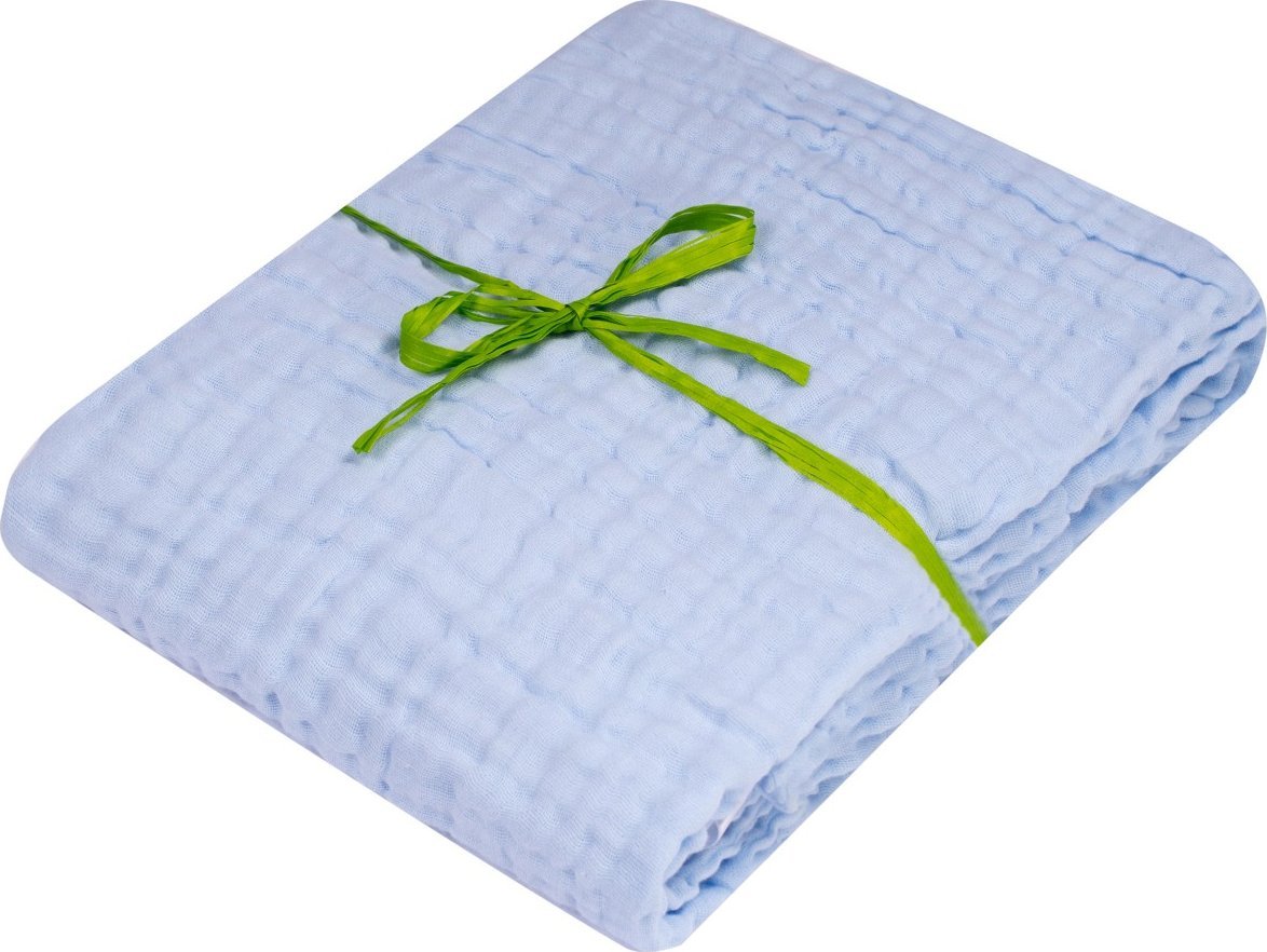 UVIE Kocyk dziecięcy bawełniany Muślinowy 90x95cm niebieski