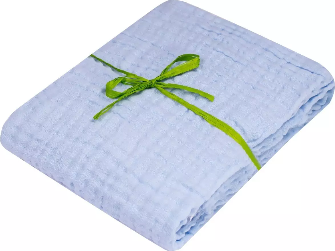 UVIE Kocyk dziecięcy bawełniany Muślinowy 90x95cm niebieski