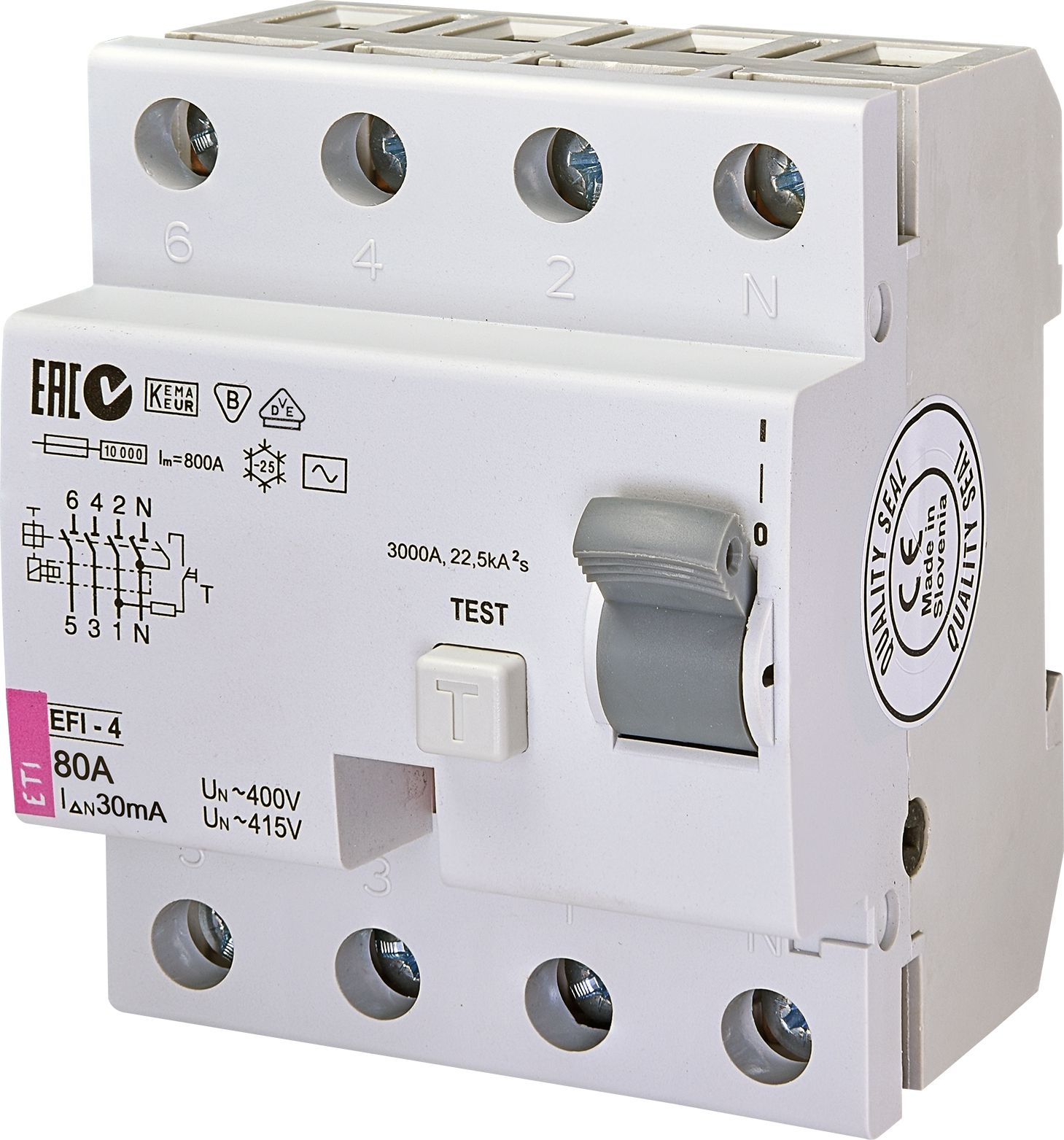 Eti-Polam Wyłącznik różnicowoprądowy 4P 80A 0,03A typ AC EFI-4 (02062145)
