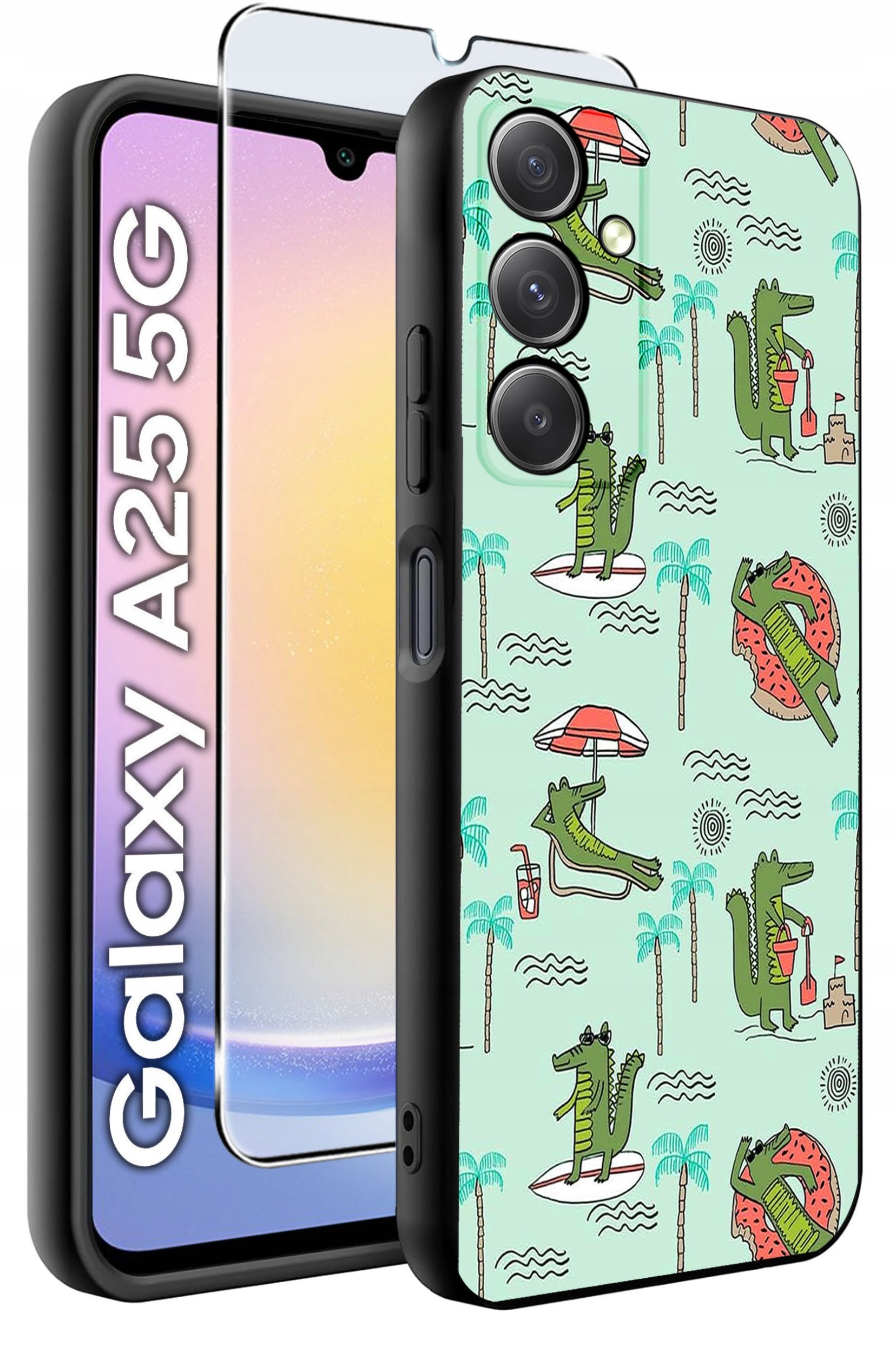 ETUI do Samsung A25 5G WZORY | SILIKONOWE MATT CASE + SZKŁO HARTOWANE 9H