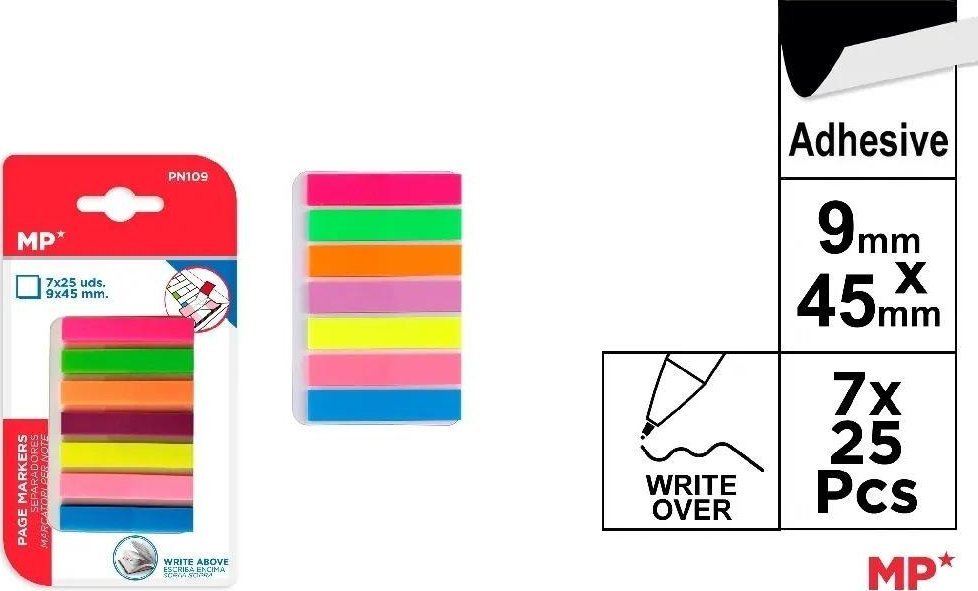 Titanum Zakładki indeksujące fluor 45x9mm 7x25szt