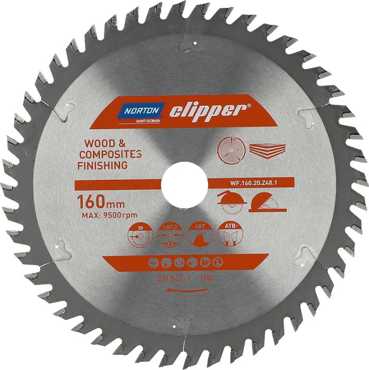 Norton Clipper NORTON PIŁA TARCZOWA 160mm x 20mm x 48z DREWNO I KOMPOZYTY ATB (1,8 / 1,2) N70184608086