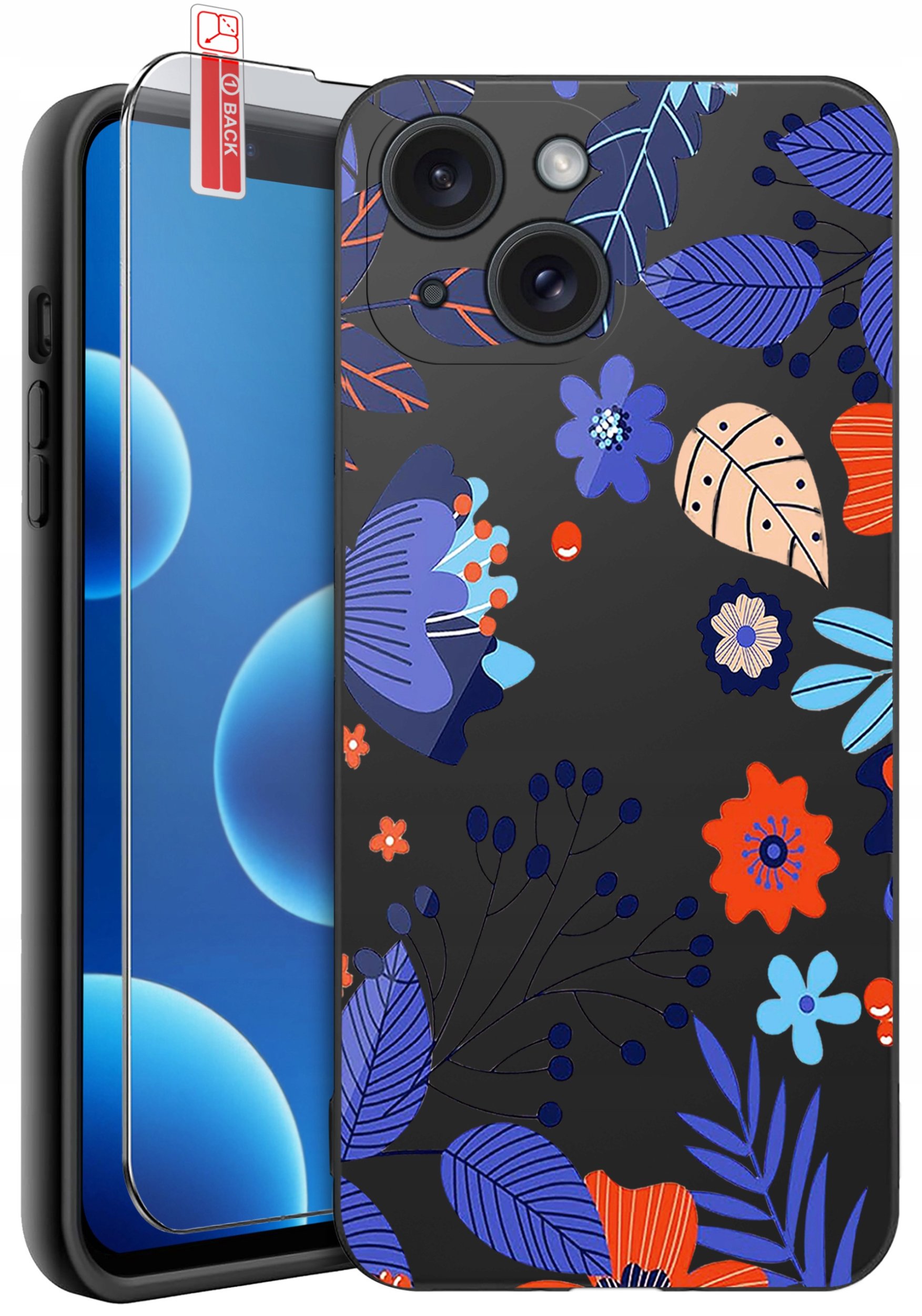 ETUI do iPhone 13 | 14 | WZORY | SILIKONOWE MATT CASE + SZKŁO 9H