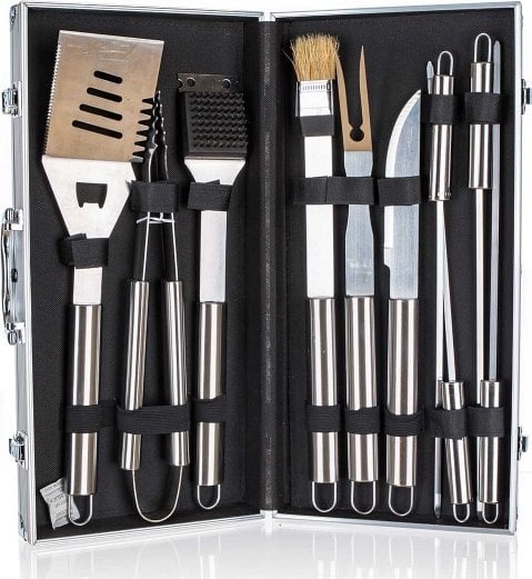 ZESTAW 10 PRZYBORÓW DO GRILLA W ALUMINIOWEJ WALIZCE BANQUET