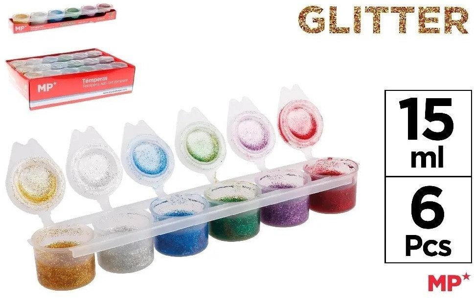 Farba plakatowa tempera brokat 6x15ml