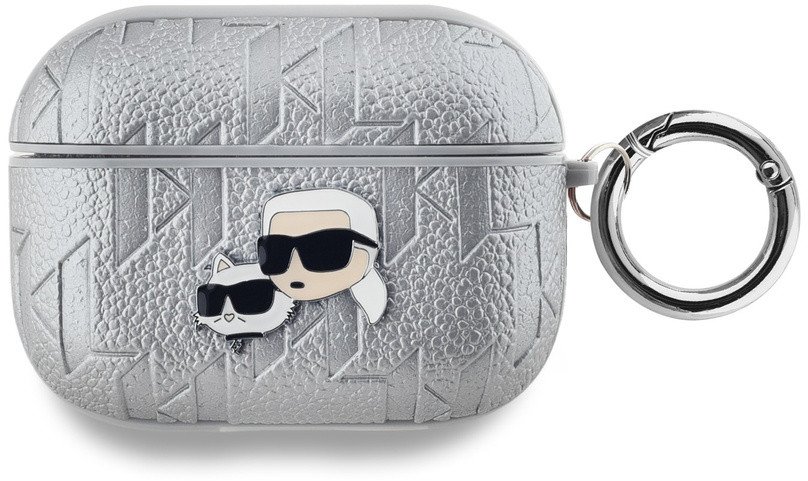Karl Lagerfeld PU Embossed Karl and Choupette Heads Case for AirPods Pro Silver standard