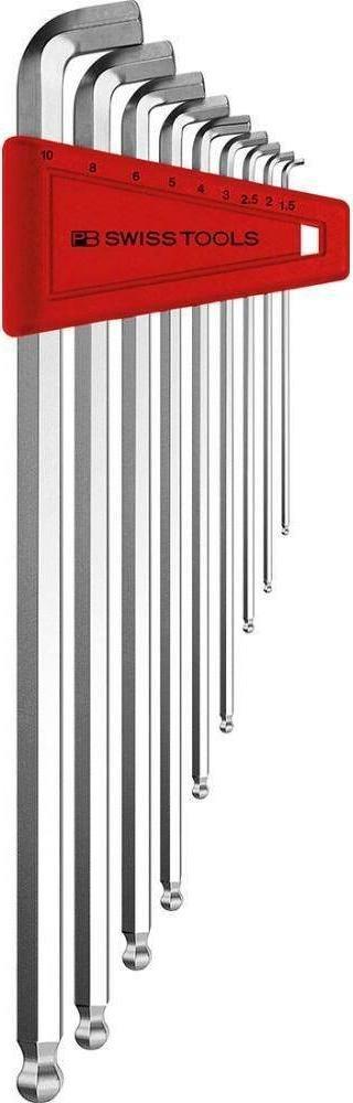 PB Swiss Tools Zestaw kluczy trzpieniowych sześciokątnych z końcówką kulistą i skróconym ramieniem, długich PB Swiss Tools