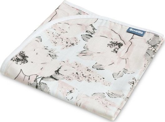 Sensillo KOC MUŚLINOWY PEONIE / POPIEL 80x100cm