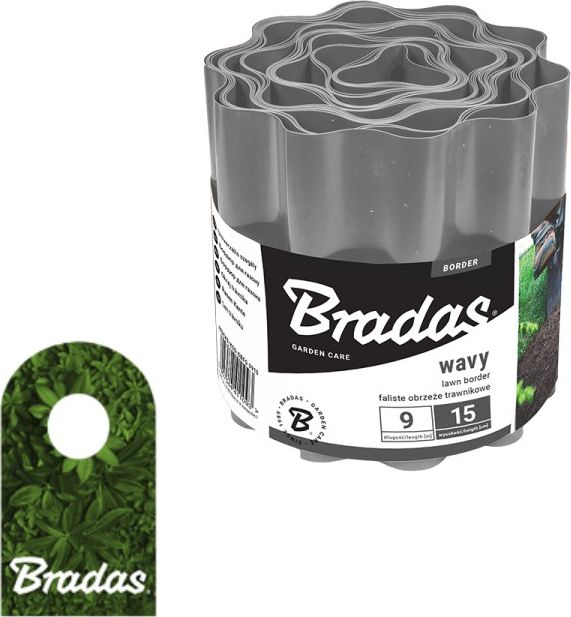 Bradas Obrzeże faliste trawnikowe palisada 9m x 20cm szara 2265
