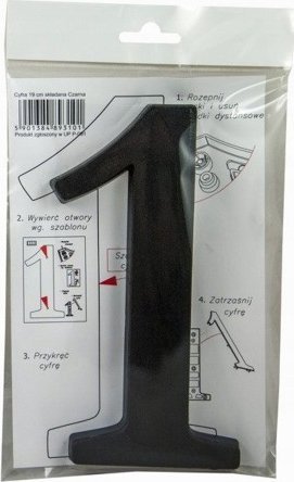 LOB Numer na dom cyfra 1 czarna 19 cm