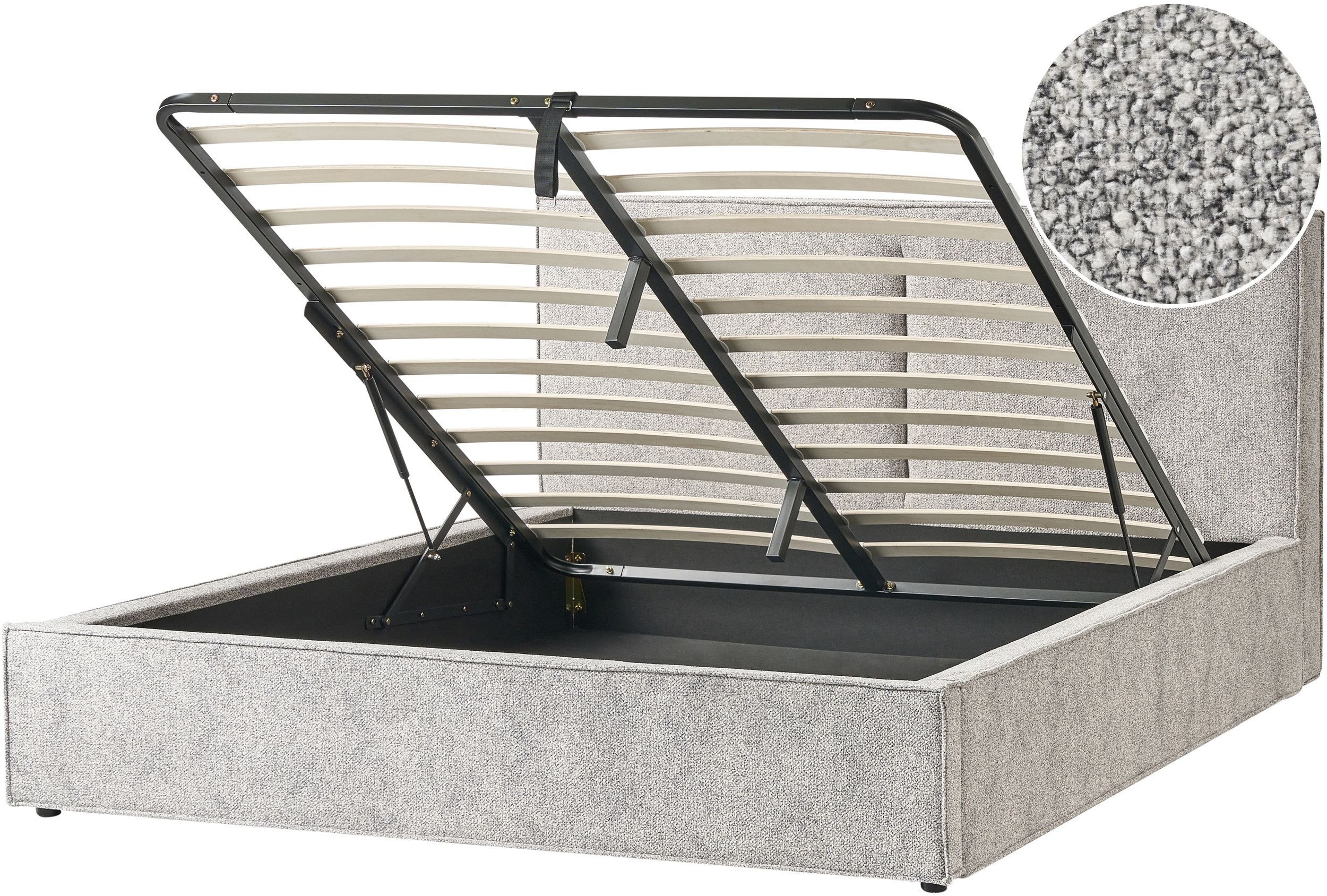 Łóżko z pojemnikiem Dzianina welurowa MOISSAC 180 x 200 cm Szary/ beżowy