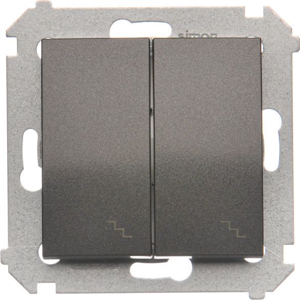 Kontakt-Simon Łącznik schodowy Simon 54 podwójny z podświetleniem 10AX 250V antracyt (DW6/2L.01/48)