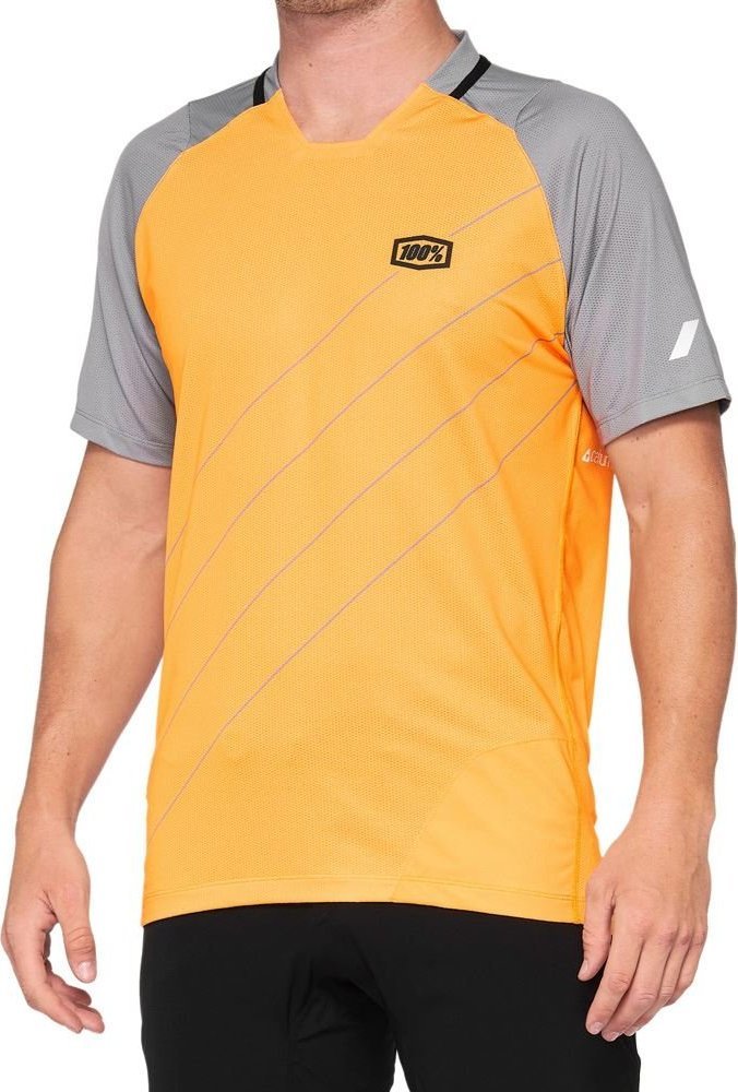 100% Koszulka męska 100% CELIUM Jersey krótki rękaw orange grey roz. XL (NEW 2021)