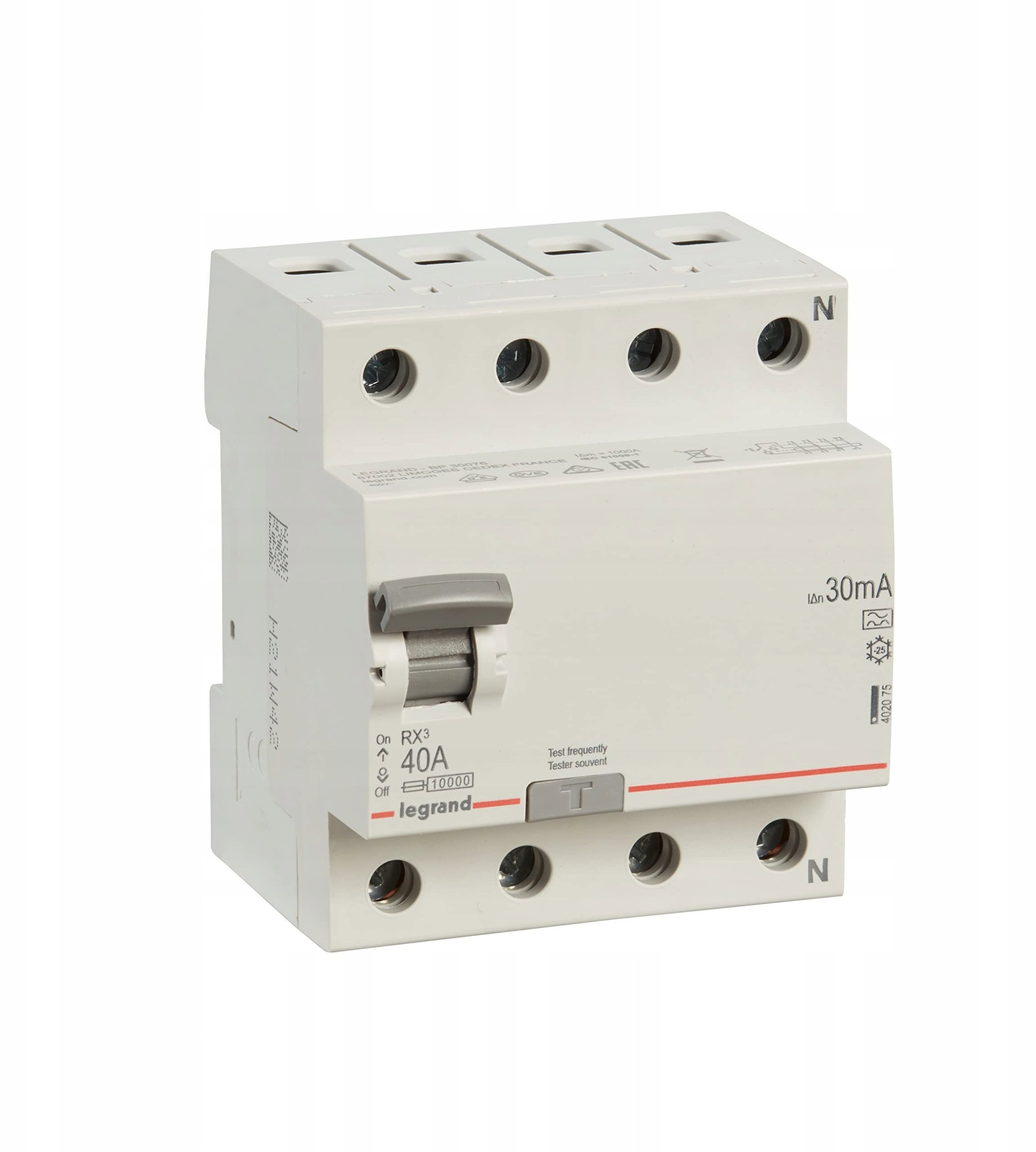 Wyłącznik różnicowoprądowy 4P 40A 0,03A typ A RX3 402075