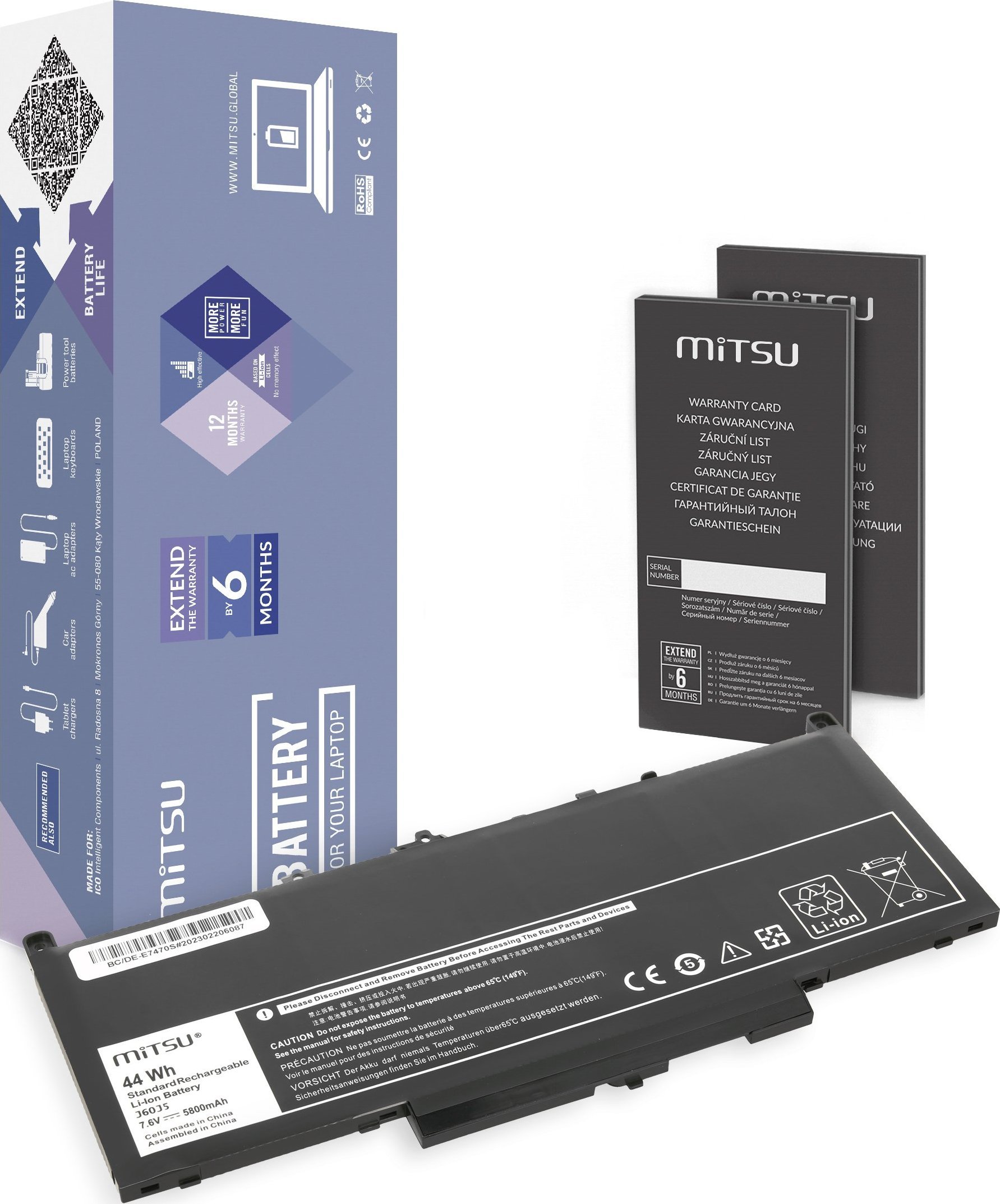 Bateria Mitsu Bateria J60J5 GG4FM MC34Y do Dell E7270 E7470