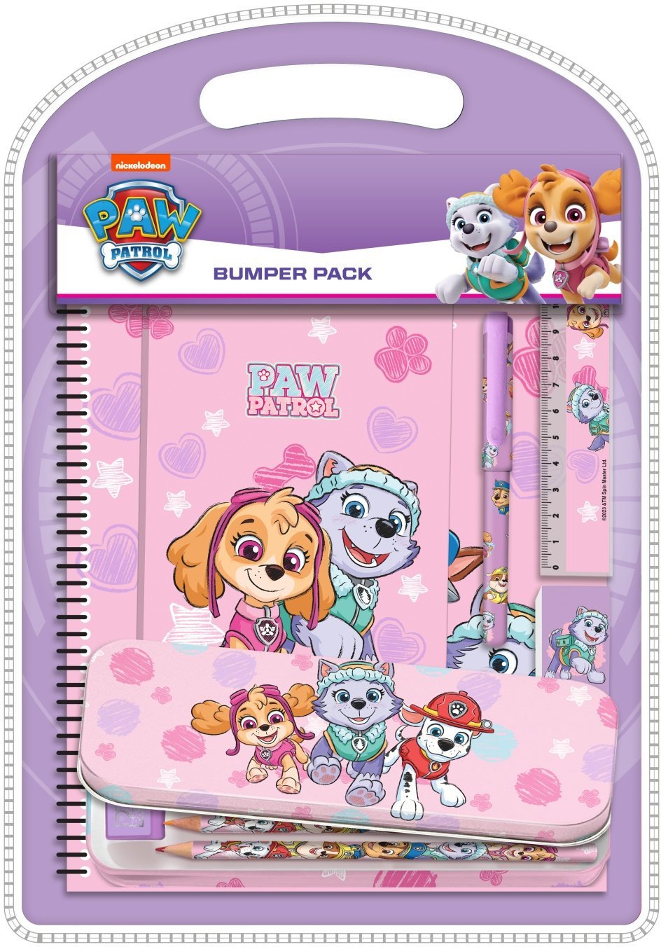 PAW PATROL GIRLS, Bumper set w/tin case, notebook