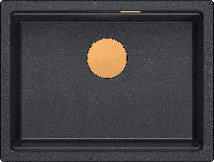 Zlewozmywak GraniteQ LOGAN 100 GraniteQ zlewozmywak black diamond 59,5x45,1x21,5 cm 1-komorowy wpuszczany z syfonem manualnym miedziany