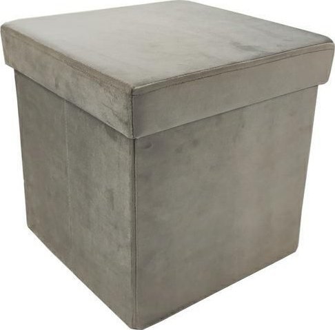 kontrast Pufa kwadratowa tapicerowana ze schowkiem 30x30x30 cm szara