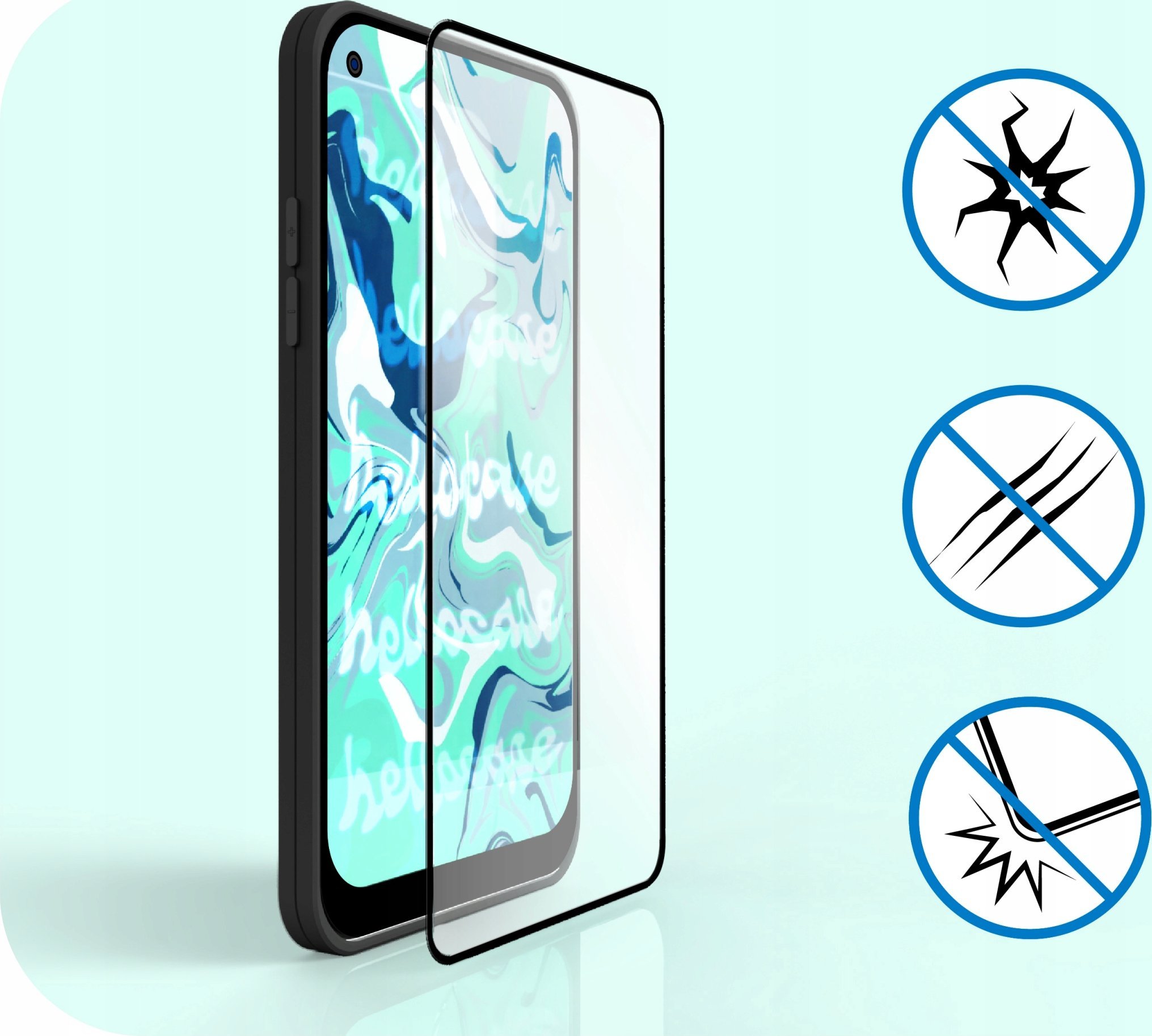 Hello Case 3x Szkło Hybrydowe do Oppo A54 5G (szybka 9H, 5D, ochronne, na cały ekran)