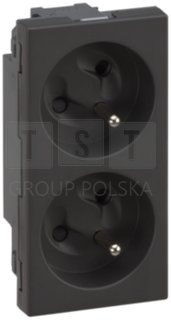 50000458-038 Simon Connect Gniazdo podwójne S500 z/u 16A bez sygnalizacji szary grafit 50000458-038