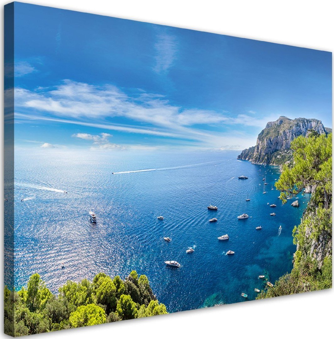 Feeby Obraz na płótnie, Panorama wyspy Morze Statki - 120x80