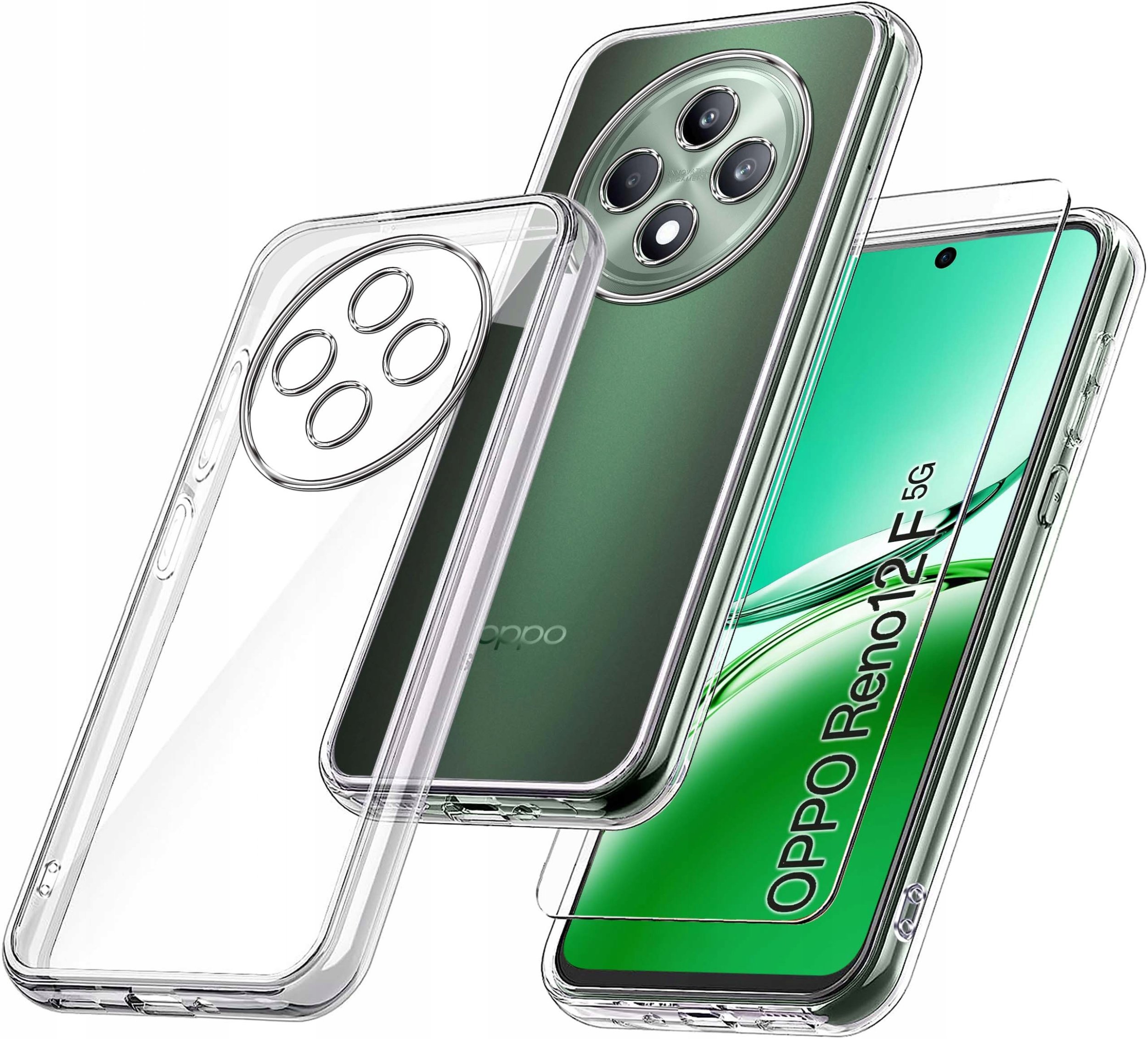 Etui do Oppo Reno 12 F 5G | 12 FS 5G WZMACNIANE 360 CLEAR + Szkło 9H