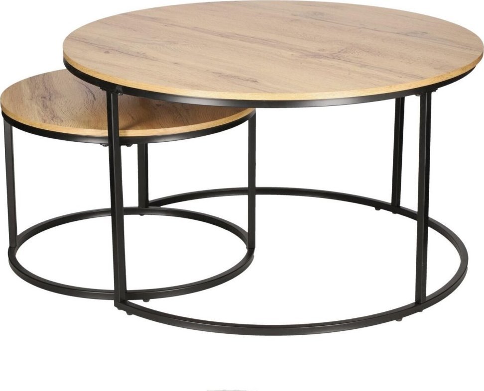 Zestaw 2 stolików Ruth naturalne/czarne