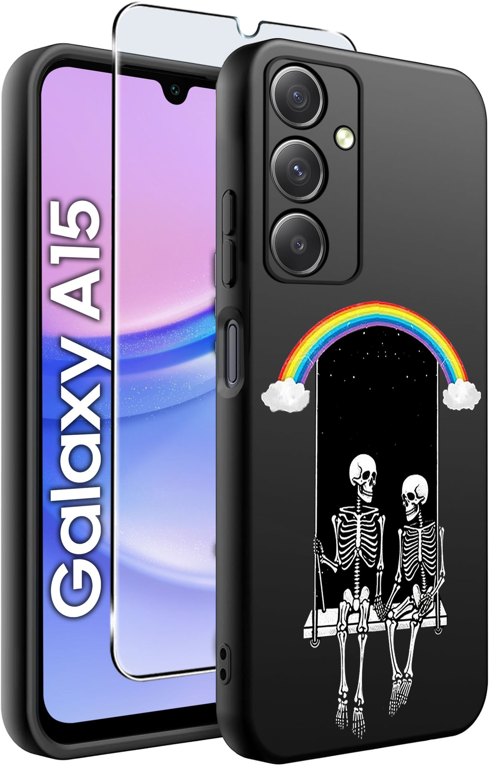 ETUI do Samsung A15 4G | 15 5G WZORY | SILIKONOWE MATT CASE + SZKŁO 9H