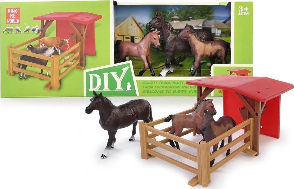 Figurki koników z zagrodą