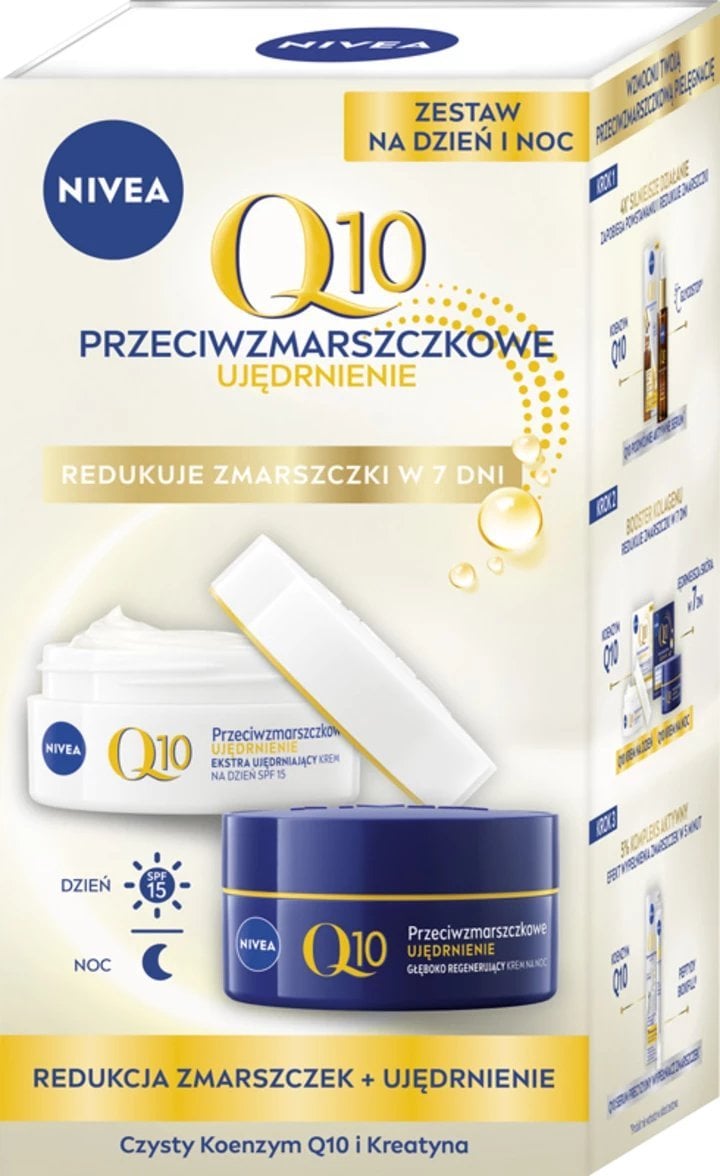 Nivea Q10 Przeciwzmarszczkowe Ujędrnienie - Zestaw dwóch kremów: na dzień i na noc 2x50ml