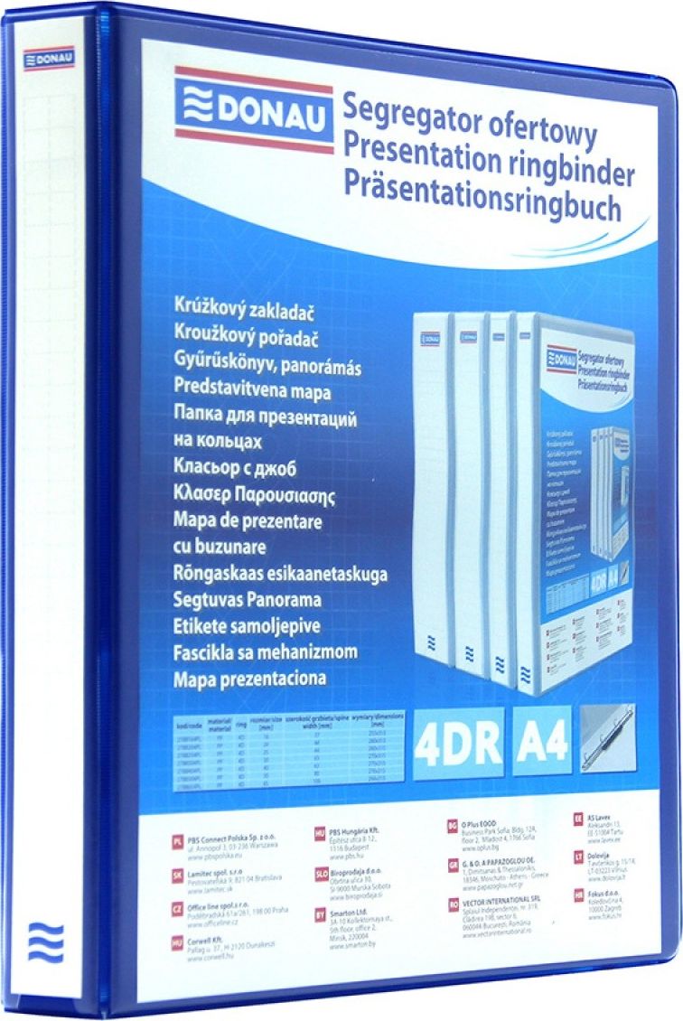 Segregator Donau 4-ringowy A4 40mm niebieski (2788404PL-10)