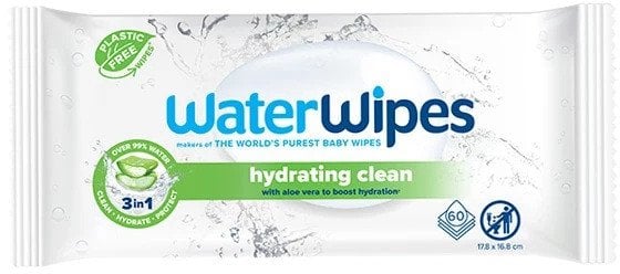 WaterWipes Hydrating Clean chusteczki nawilżane dla dzieci z ekstraktem z aloesu 60szt