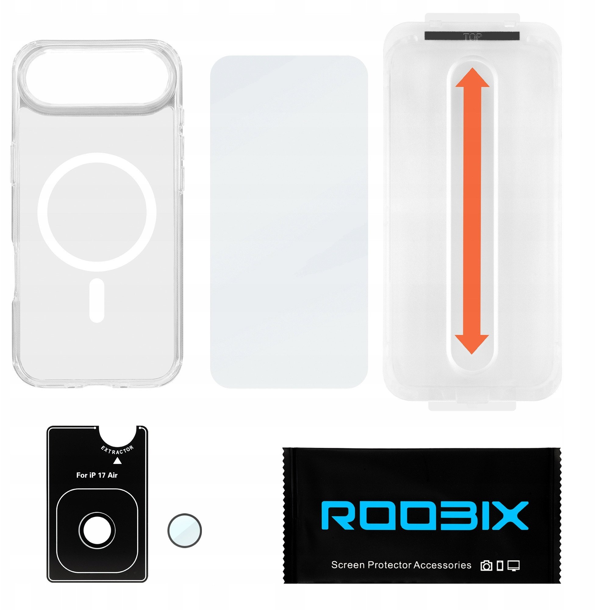 Zestaw Roobix 3w1 Combo do iPhone 17 Air (etui MagSafe + szkło + ochrona obiektywu)