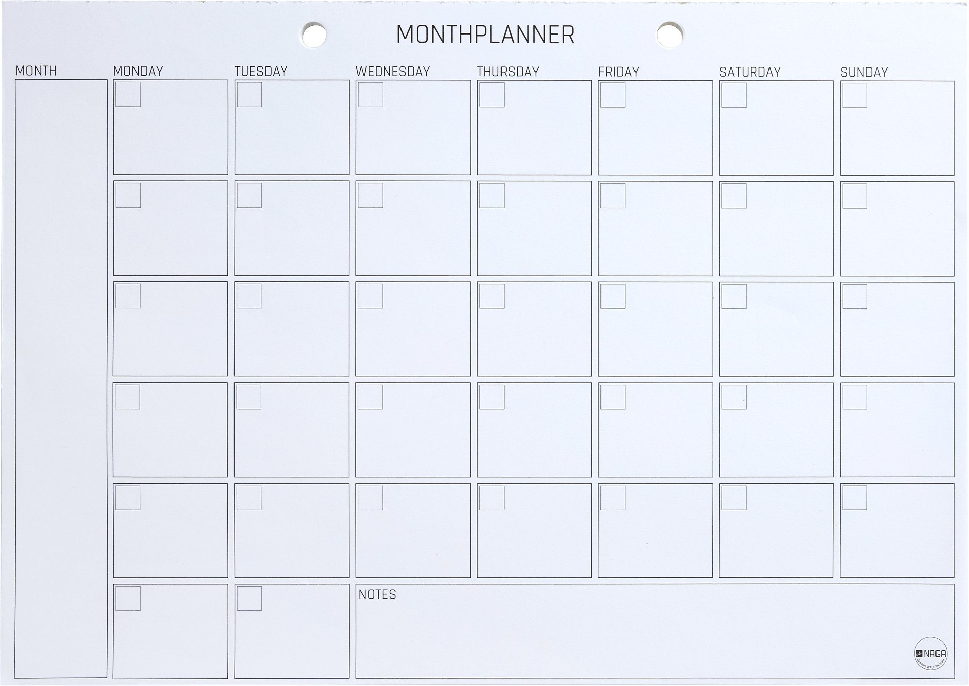 Planlægningsblok, A4 Månedsplan, engelsk, med 52 ark