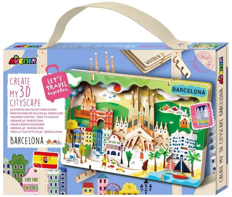 Stwórz pejzaż miejski Barcelona - puzzle drewniane
