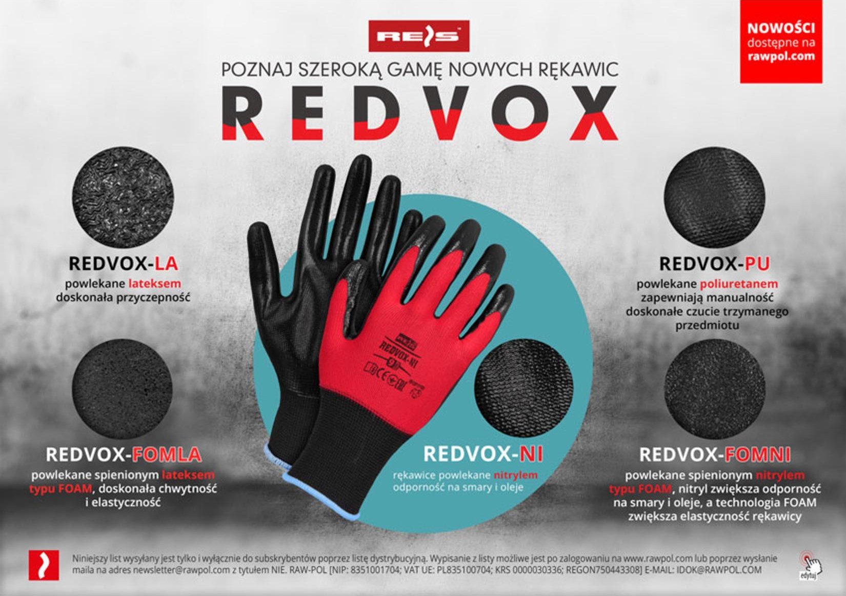 R.E.I.S. REDVOX-LA - rękawice ochronne powlekane spienionym lateksem, doskonała chwytność i manualność 10