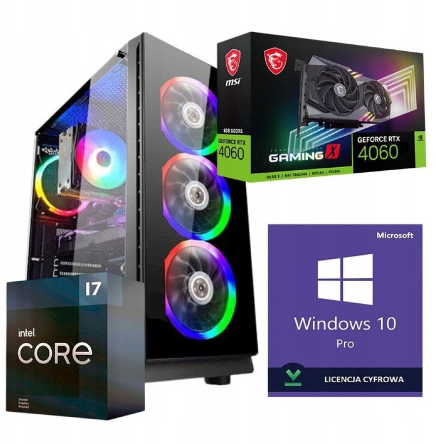 KOMPUTER GAMINGOWY INTEL CORE I7|RTX 4060|32GB|1TB SSD|Wi-Fi|WIN 10PRO