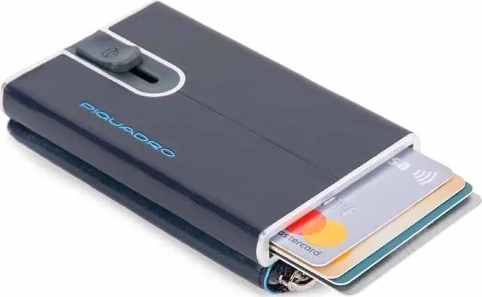 Piquadro Piquadro, Blue Square, Leather, Card Holder, Square Sliding System with Zipped Coin Pocket, PP5359B2R-BLU2, Blue, For Men For Men