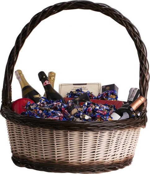 WickerPL Kosz prezentowy z dekoracyjną rączką kosz na owoce 42 H17/43 cm
