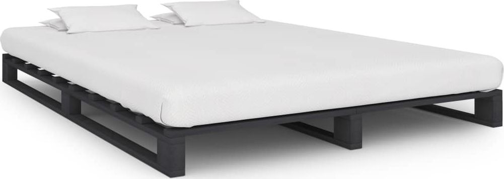 vidaXL Rama łóżka z palet, szara, lite drewno sosnowe, 140 x 200 cm