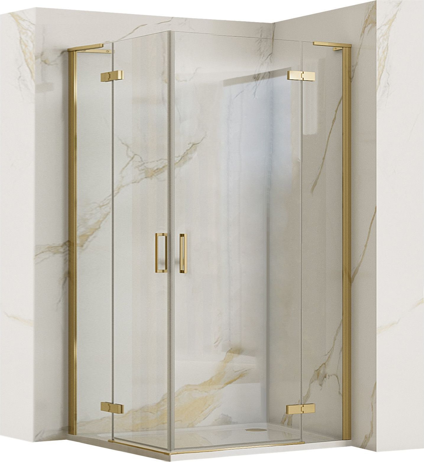 Rea Kabina Prysznicowa REA Hugo Double 100x100 Złota Szczotkowana