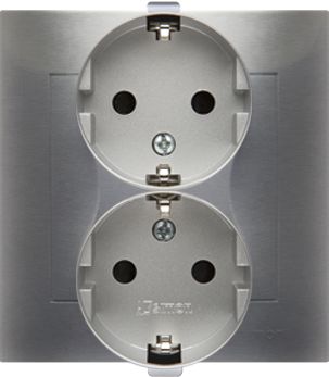 Kontakt-Simon Gniazdo wtyczkowe podwójne uziemienie Schuko 16A IP20 srebrny mat (DGSz2Z/43)