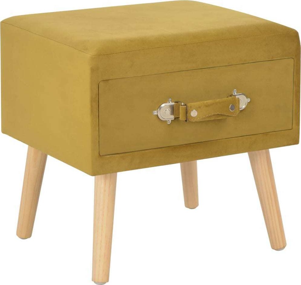vidaXL Szafka nocna, musztardowa, 40x35x40 cm, aksamitna