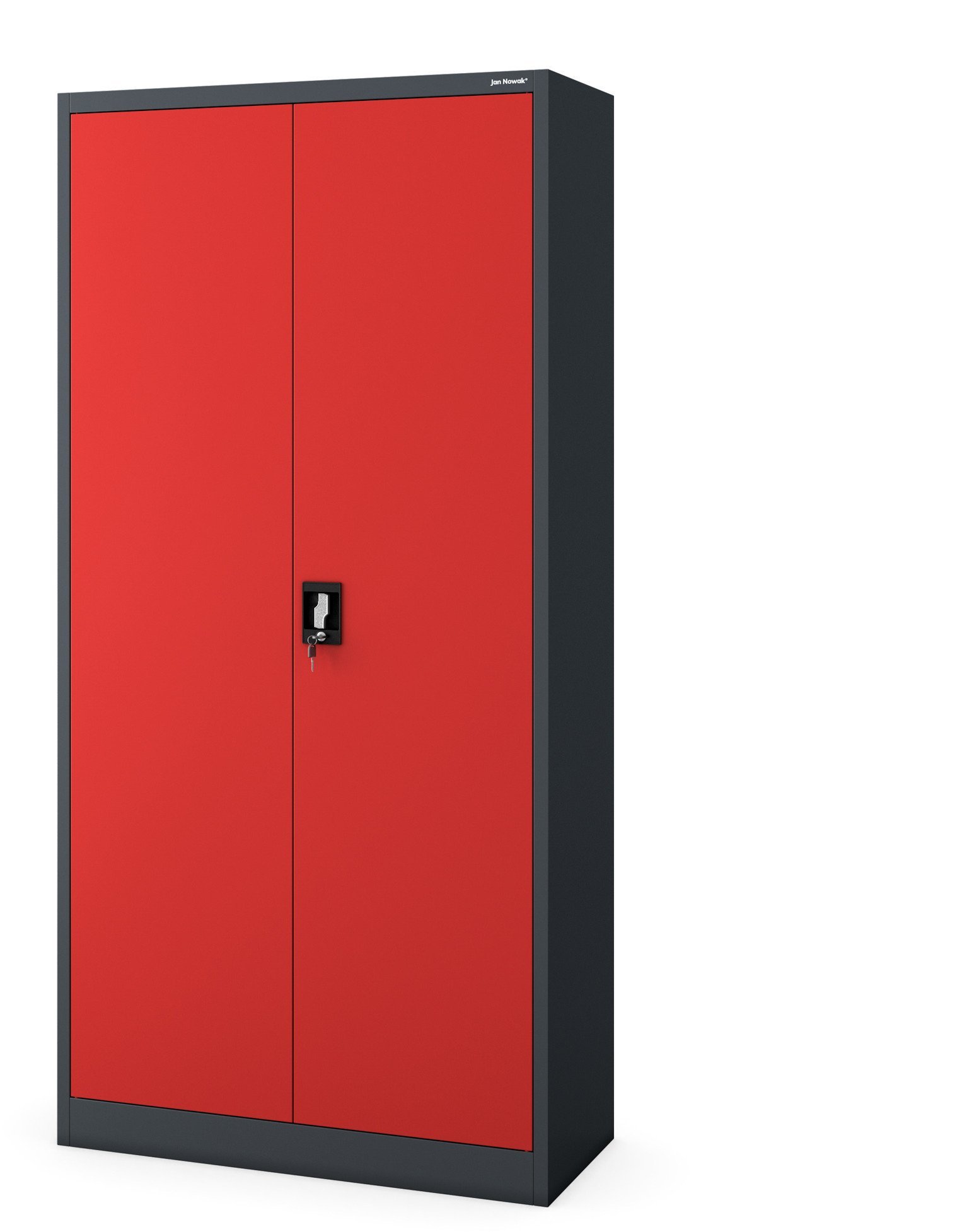 Szafa gospodarcza zamykana DAWID 900 x 1850 x 450 mm, antracytowo-czerwona