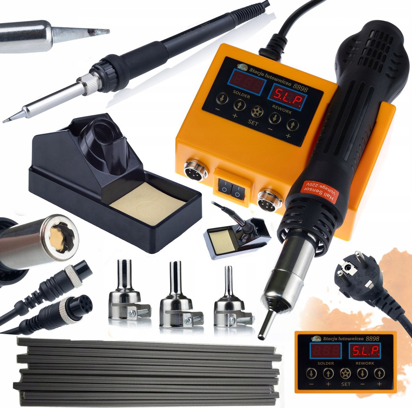 Rosfix STACJA LUTOWNICZA 2W1 LUTOWNICA HOT-AIR MOCNA ROSFIX 660W+ SPOIWO ELEKTRODY