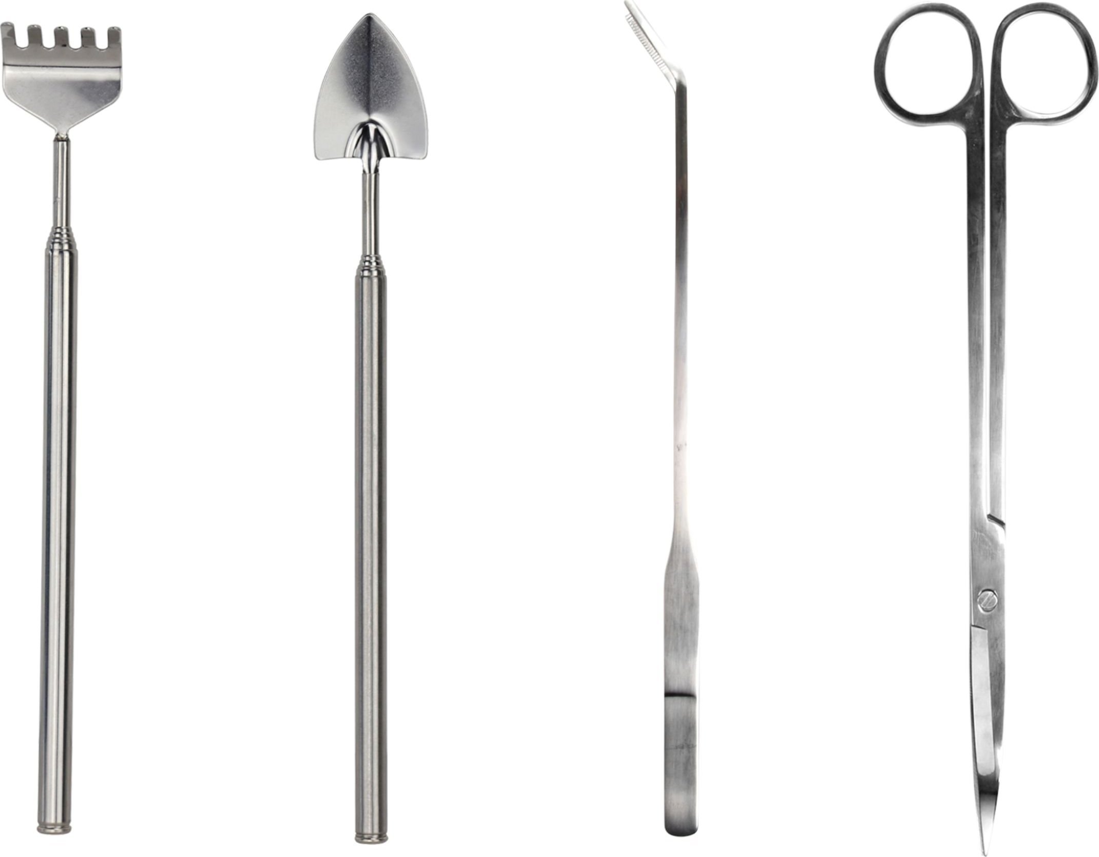 Esschert Design Narzędzia do roślin w szkle 4szt Łopatka nożyczki Grabki