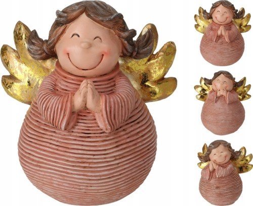 Koopman Anioł figurka świąteczna ozdobna różowa 18x17,5x12 cm