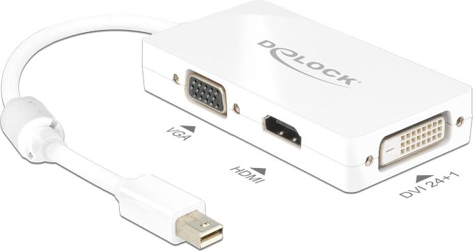 Adapter AV Delock DisplayPort Mini - HDMI - D-Sub (VGA) - DVI biały (62630)